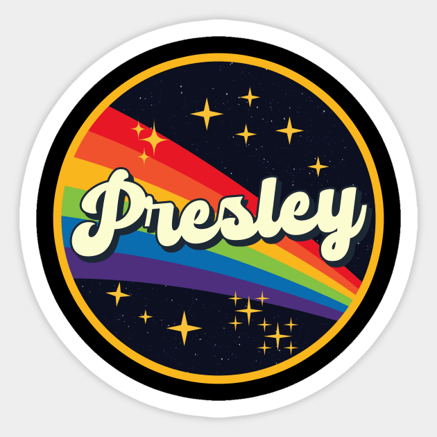 Presley // Rainbow In Space Vintage Style Sticker by LMW Art